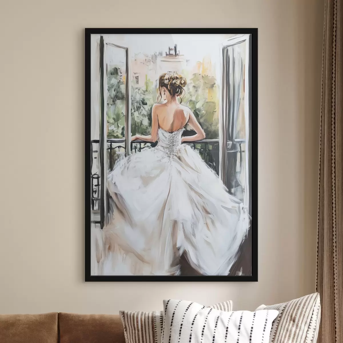 Poster Fată într-o rochie albă pe balcon f44226
