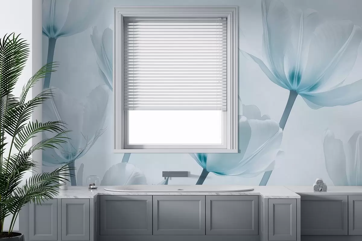 fototapet Lalele frumoase, florale, culori albastre, realism w03877v1