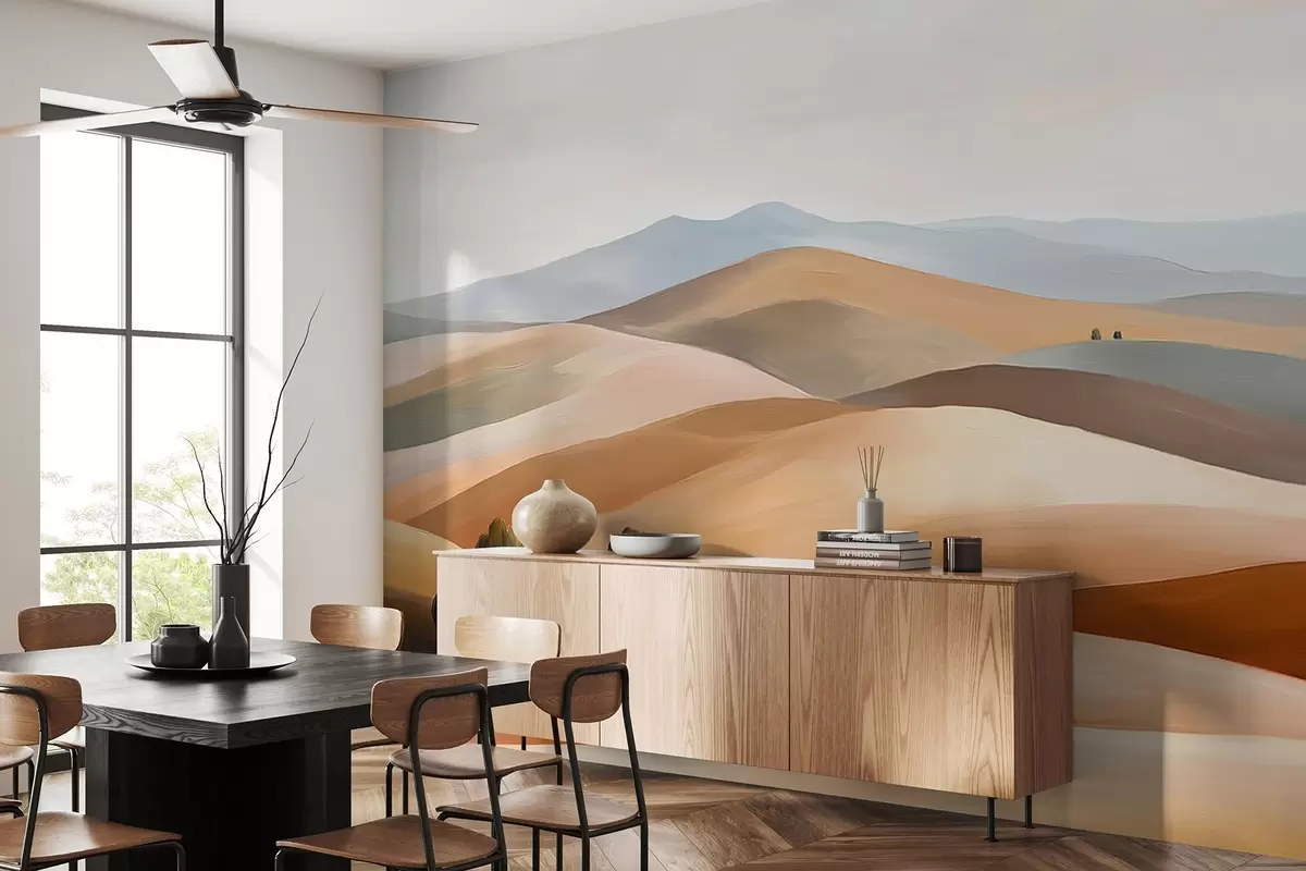 fototapet Peisaje cu copaci, Toscana, culori naturale, stil ulei w03880