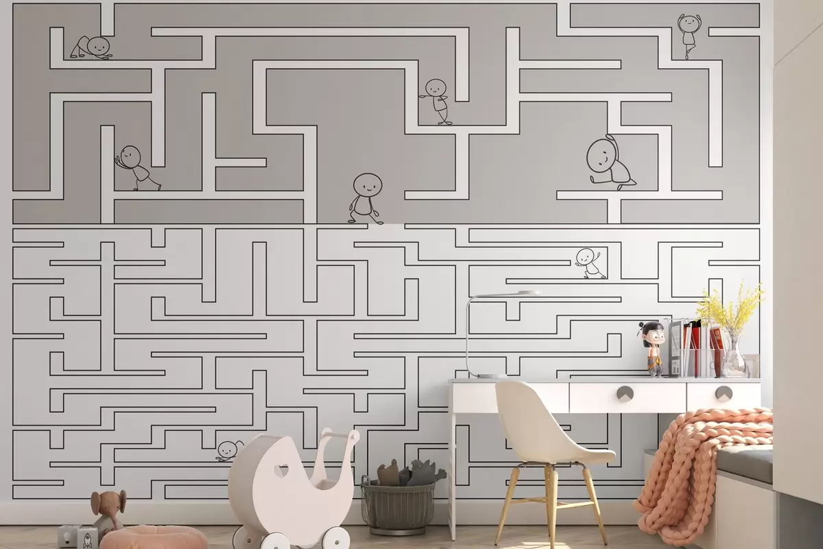 fototapet Labirint în gri deschis și alb w03873v5