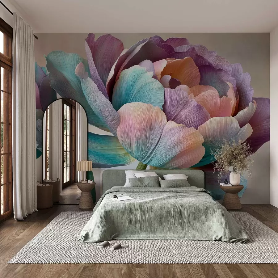 fototapet Floare colorată în stilul hârtiei creponate w09076