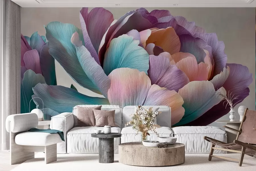 fototapet Floare colorată în stilul hârtiei creponate w09076