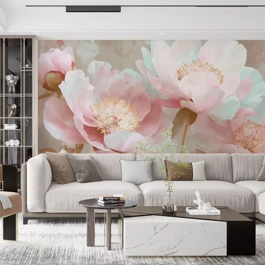 fototapet Bujori delicați în tonuri de roz și bej w09087v1