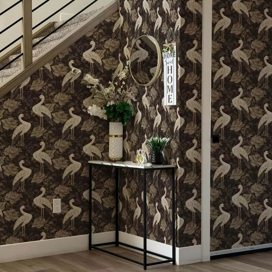 fototapet Cocori printre flori mari într-o paletă pastel clasică a00108