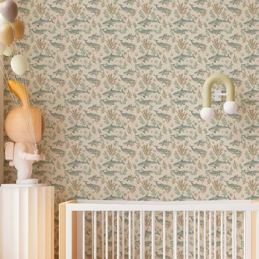 fototapet Balene pe un fundal alb a00117