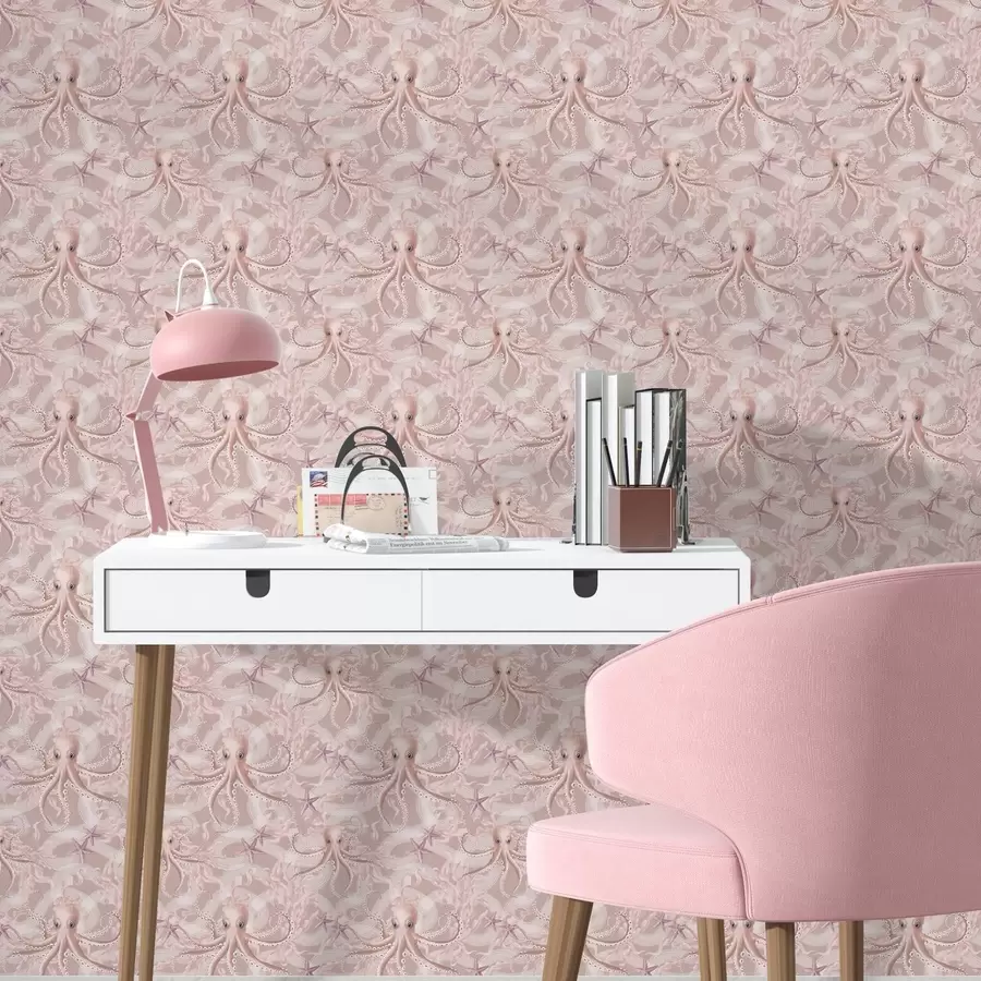 fototapet Octopus pe un fundal roz a00120