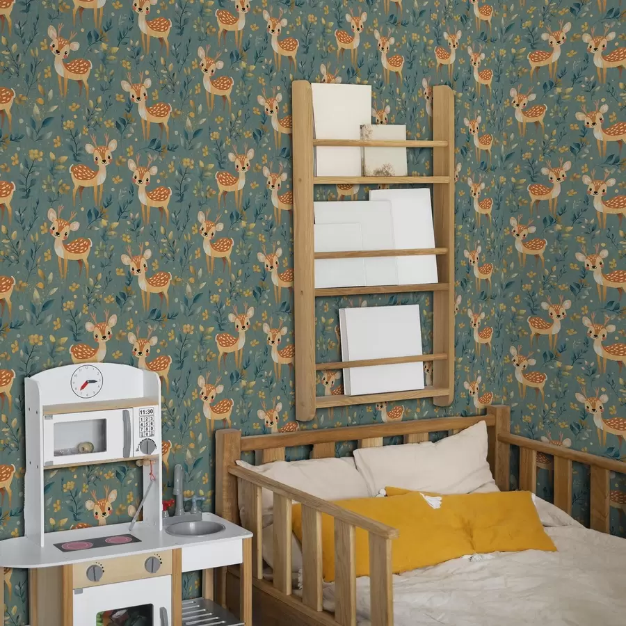 fototapet Baby cerb în pădure cu frunze galbene a00124v1