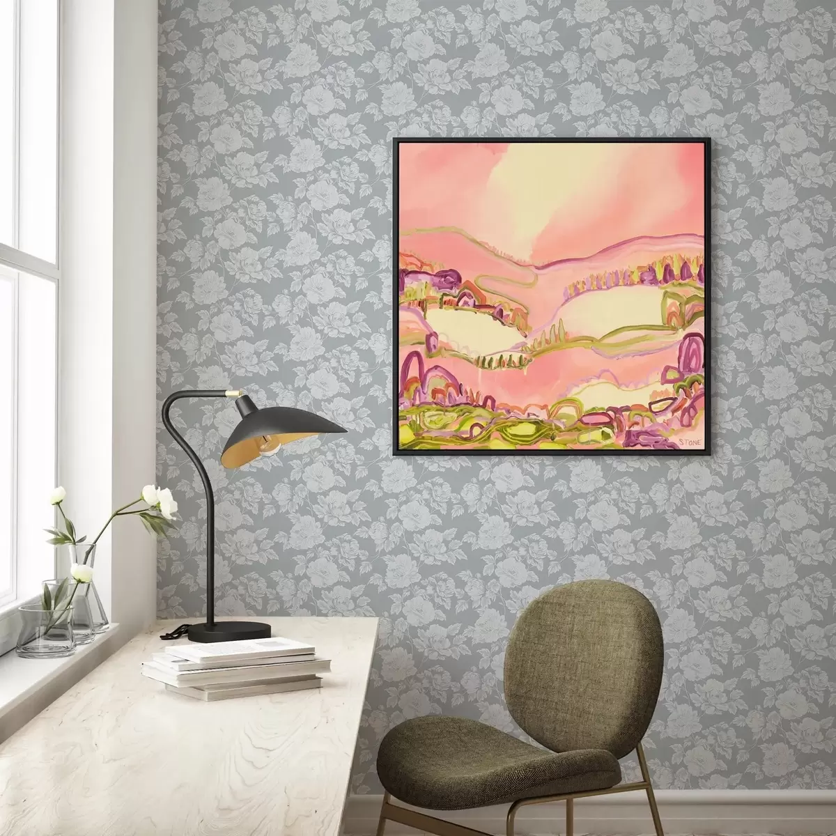 Wallpaper Flori ușoare pe fundal gri a00129v1