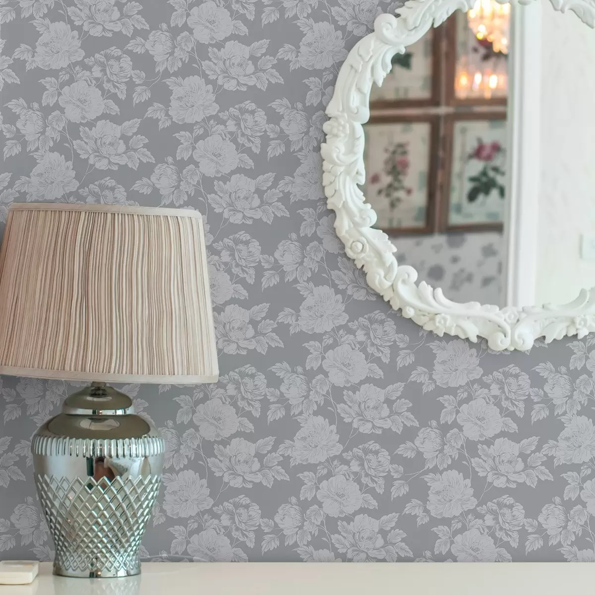 Wallpaper Flori ușoare pe fundal gri a00129v1