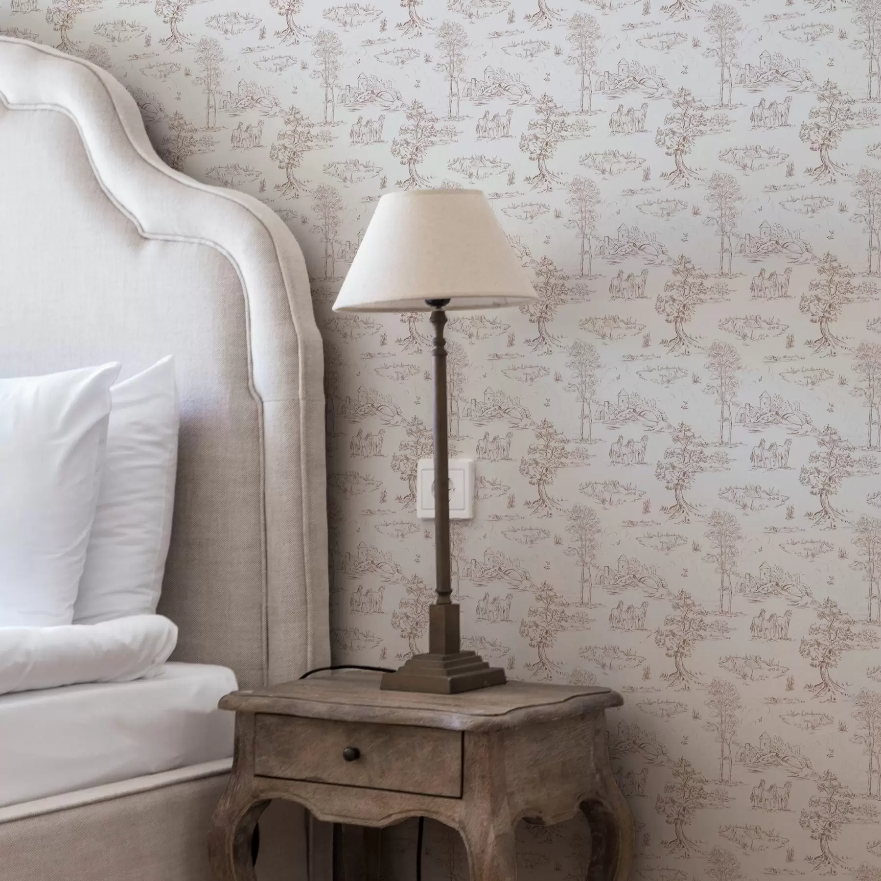 fototapet Peisaj rural cu castel și cai a00133