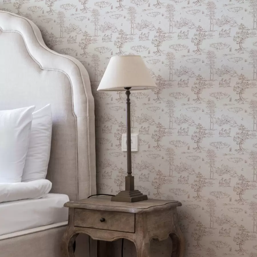 fototapet Peisaj rural cu castel și cai a00133