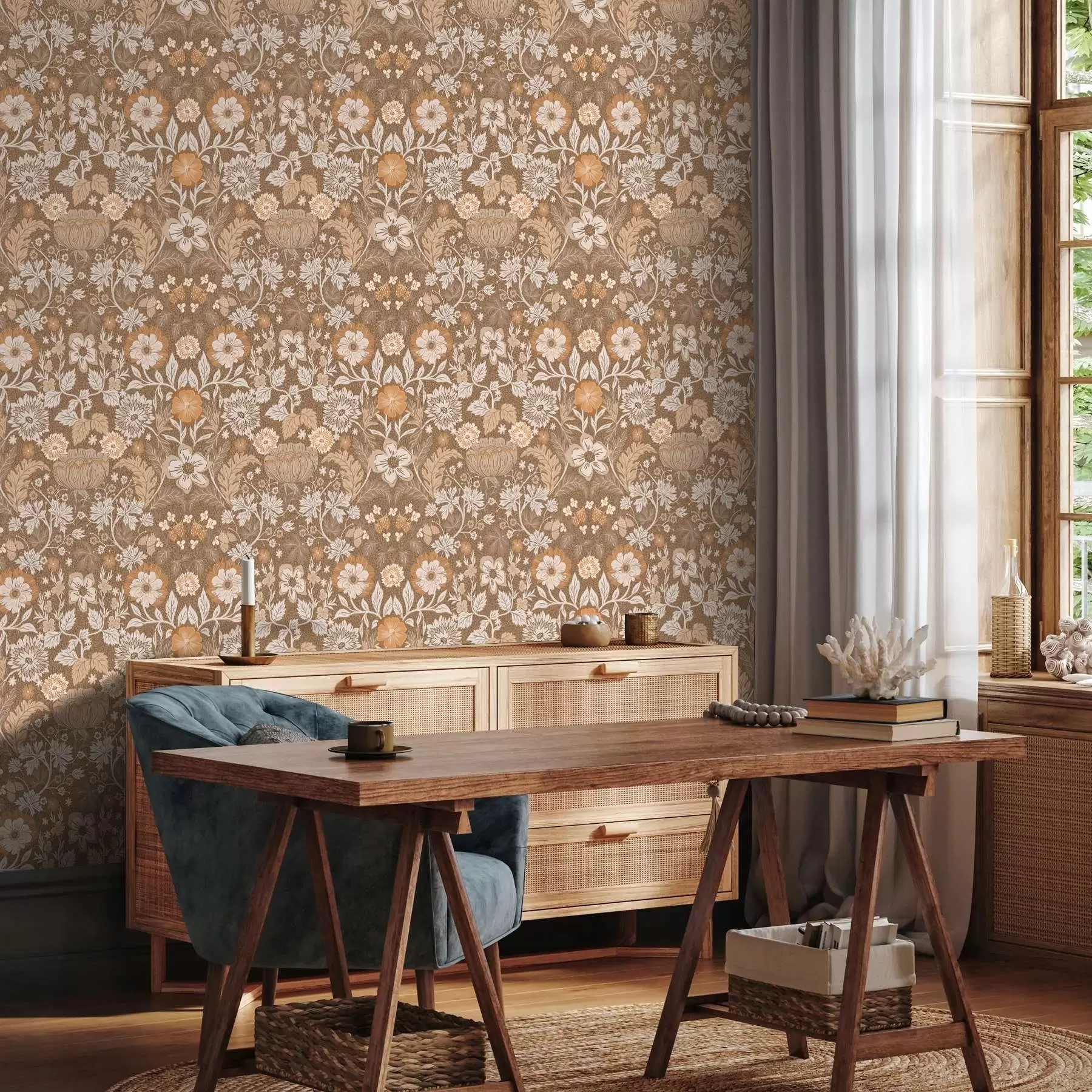 fototapet Compoziție florală din teracotă cu ornament a00145v1