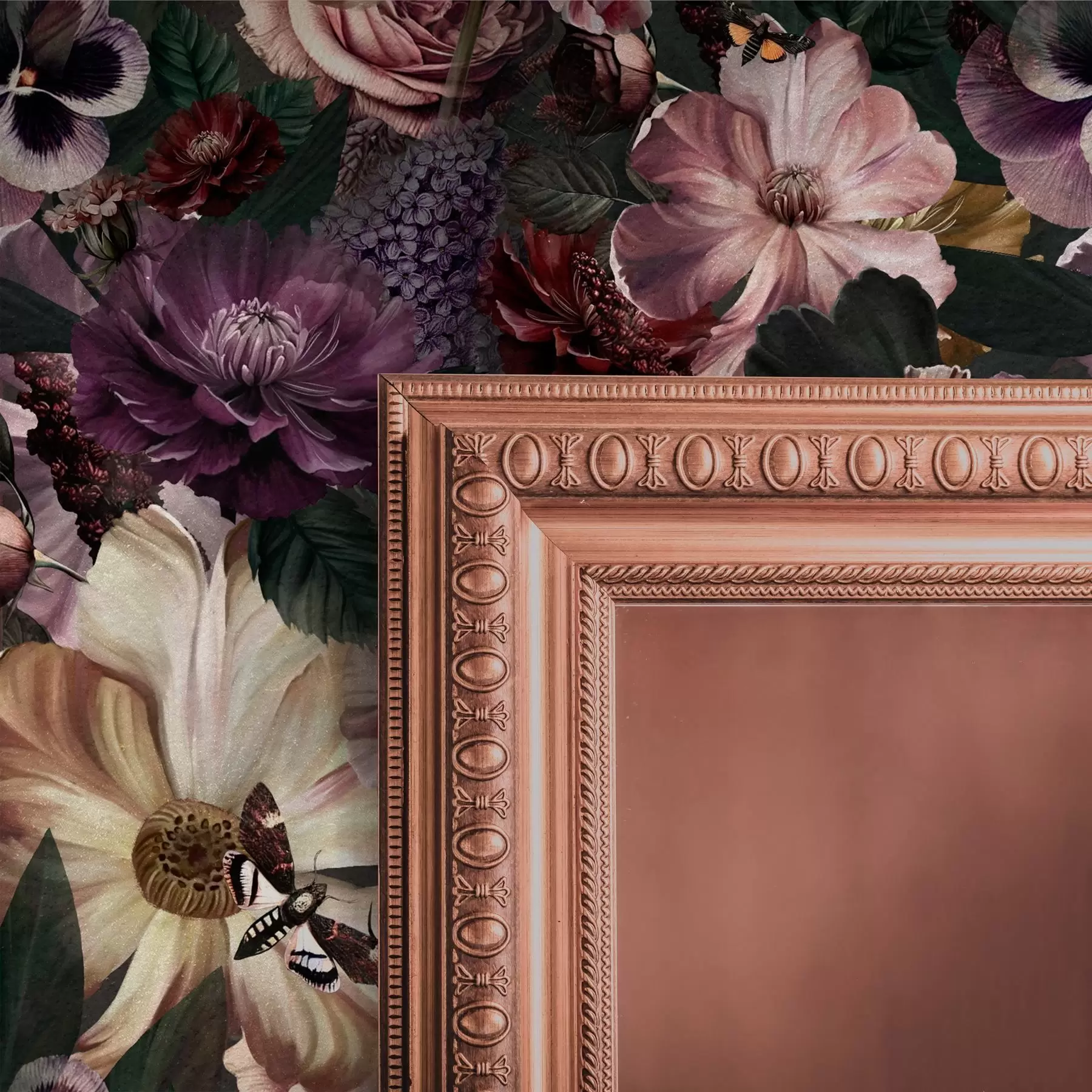 fototapet Imprimeu floral artistic în culori închise a00147