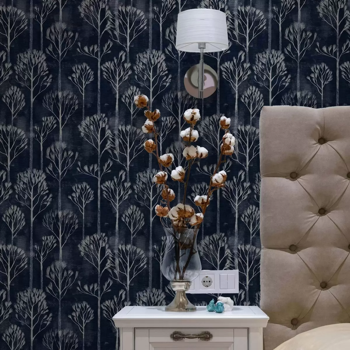 Wallpaper Botanică cu copaci albi în stil scandinav a00148