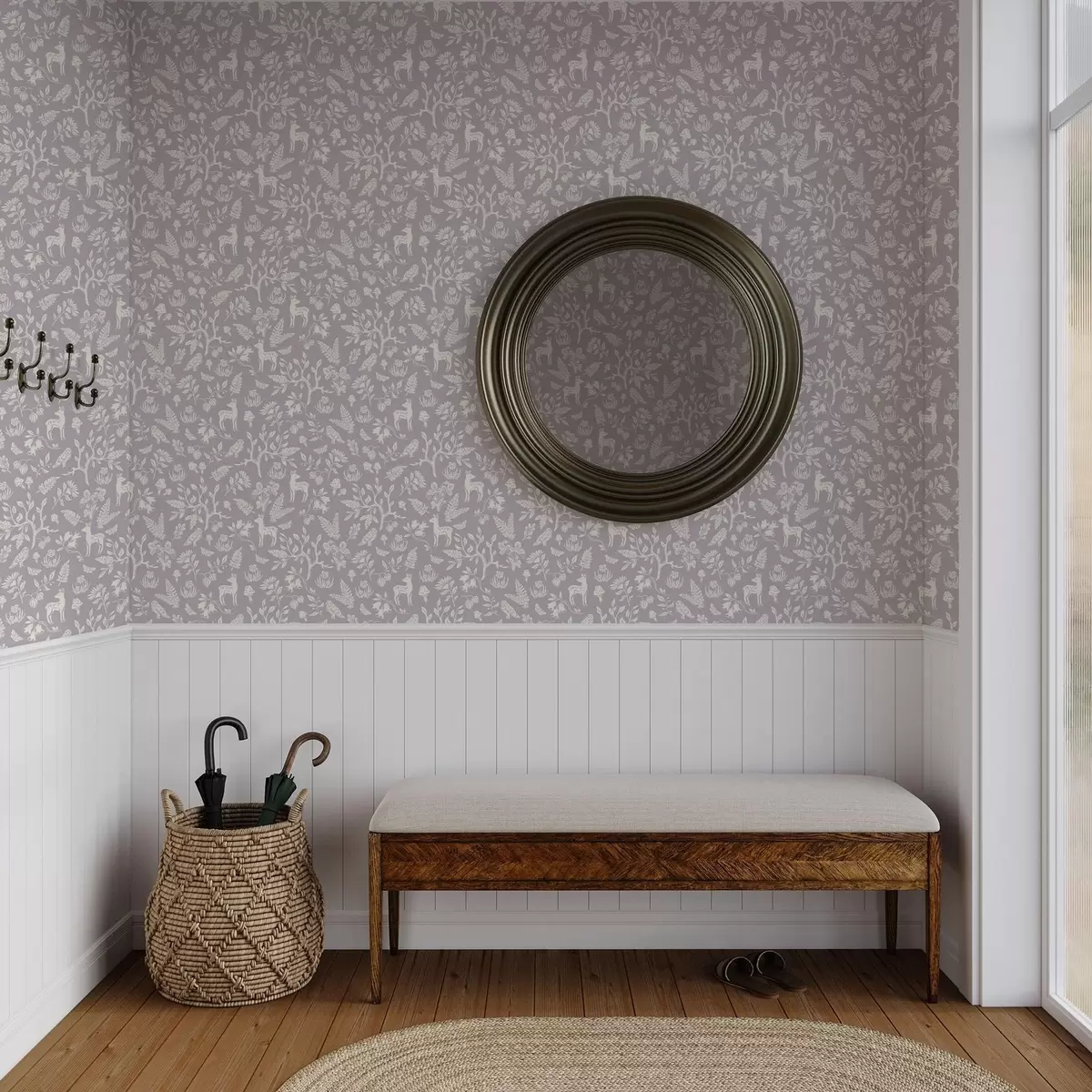 Wallpaper Scandinav mini animale cu plante a00149v1