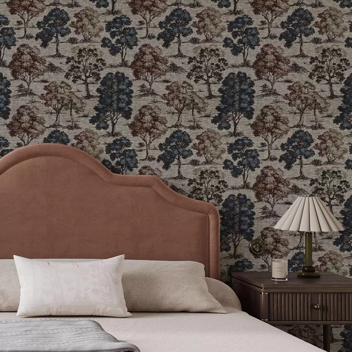 Wallpaper Grafic cu copaci pe fundal de lenjerie de lumină a00152