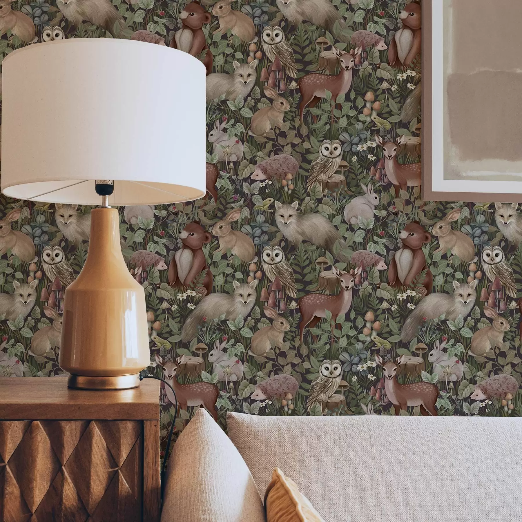 fototapet Animale de pădure în stil de basm a00156