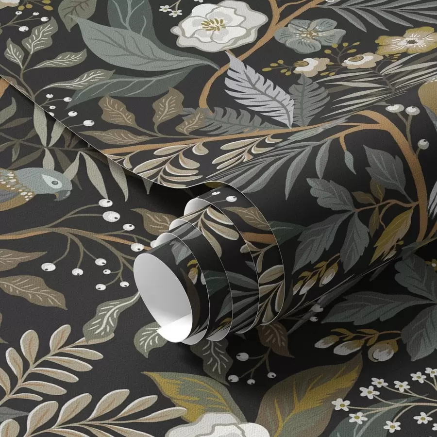 fototapet Păsări printre ramuri pe un fundal întunecat a00161