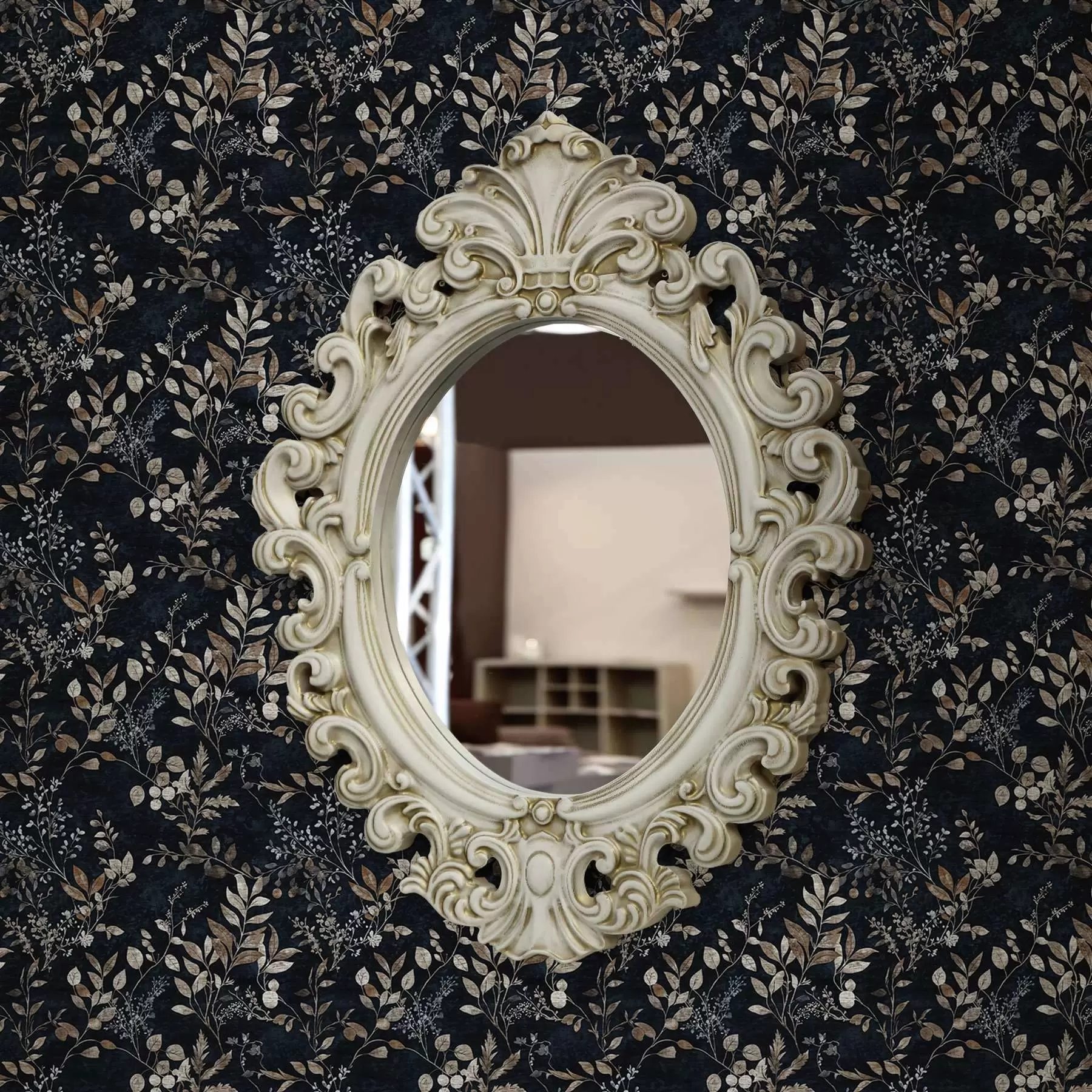 fototapet Imprimeu floral clasic în culori deschise pe un fundal închis a00166v2