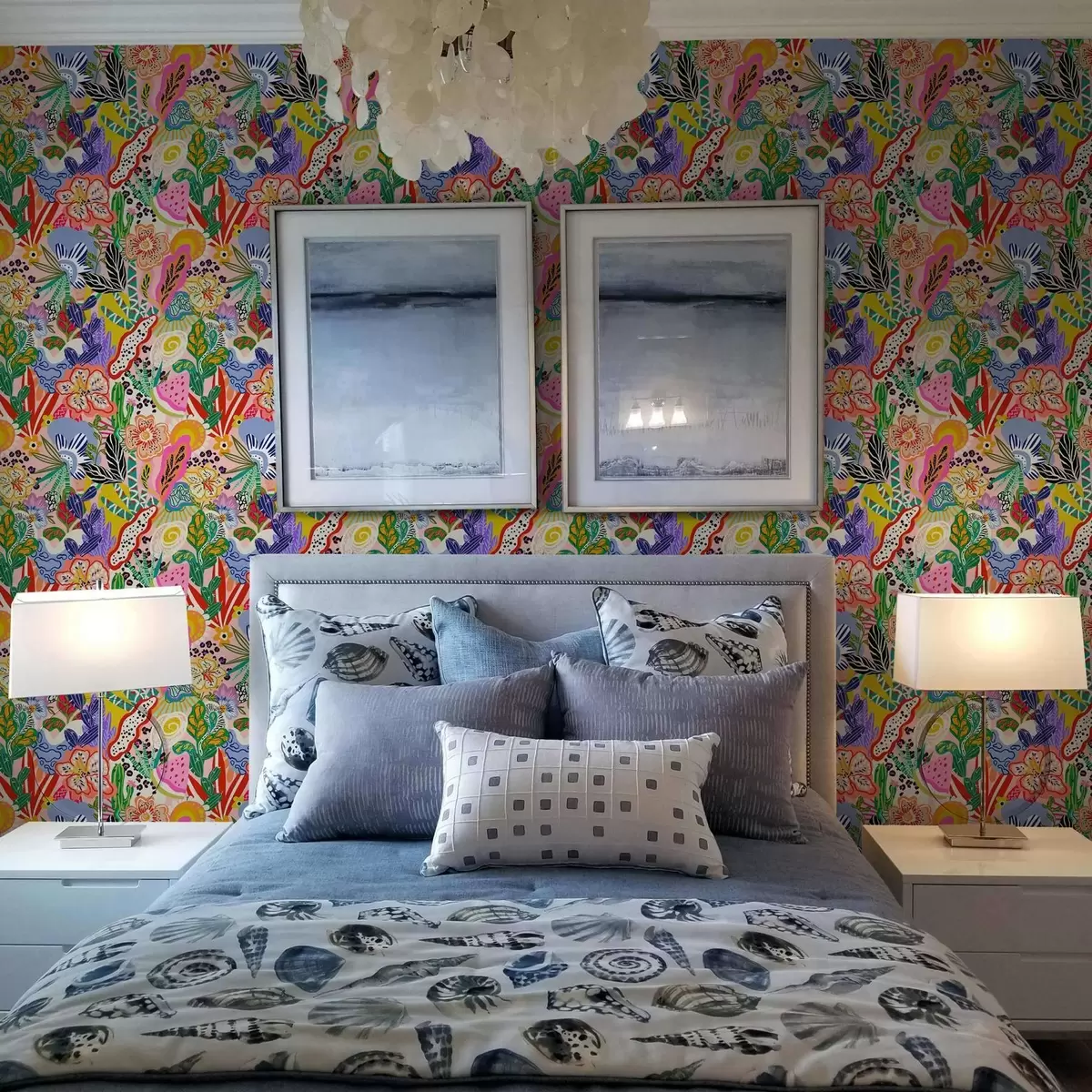 Wallpaper Imprimeu floral abstract în stil pop art a00167