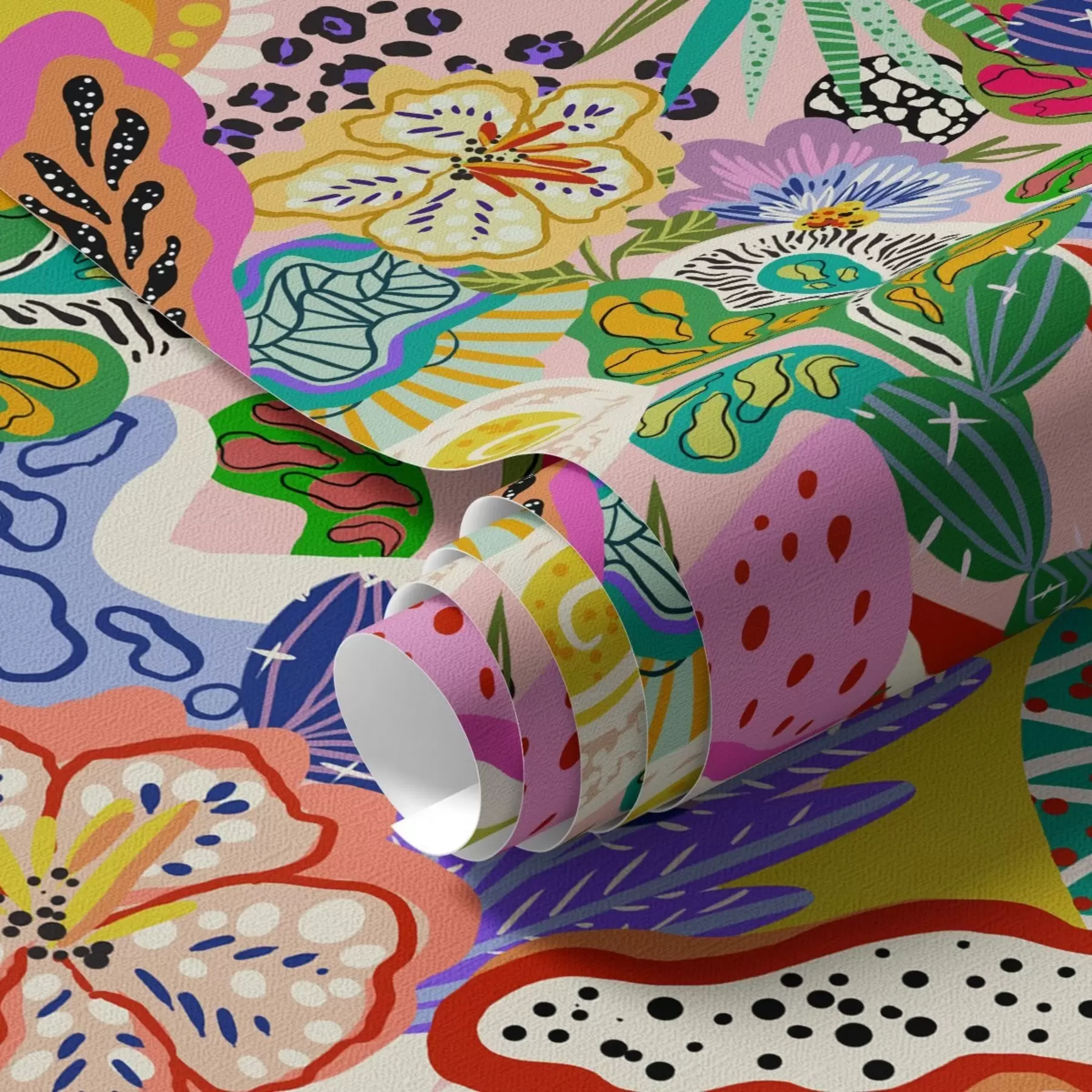 fototapet Imprimeu floral abstract în stil pop art a00167