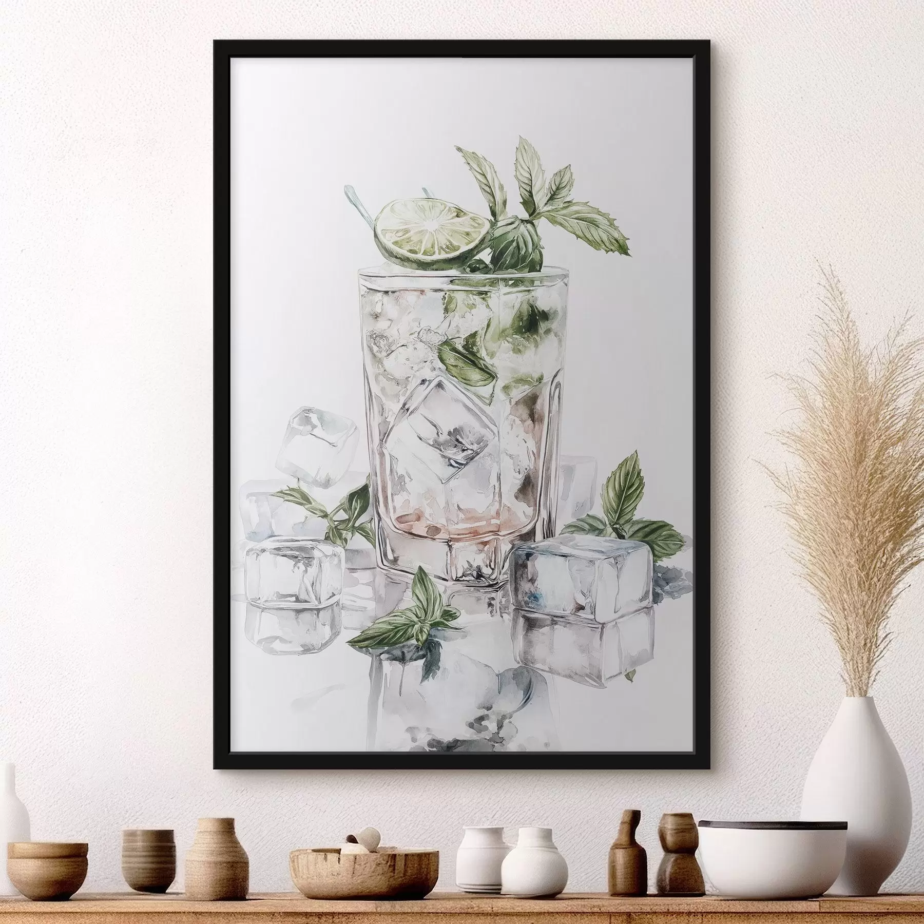 Tablouri Cocktail Mojito, băuturi în stil acuarelă, mentă f44302