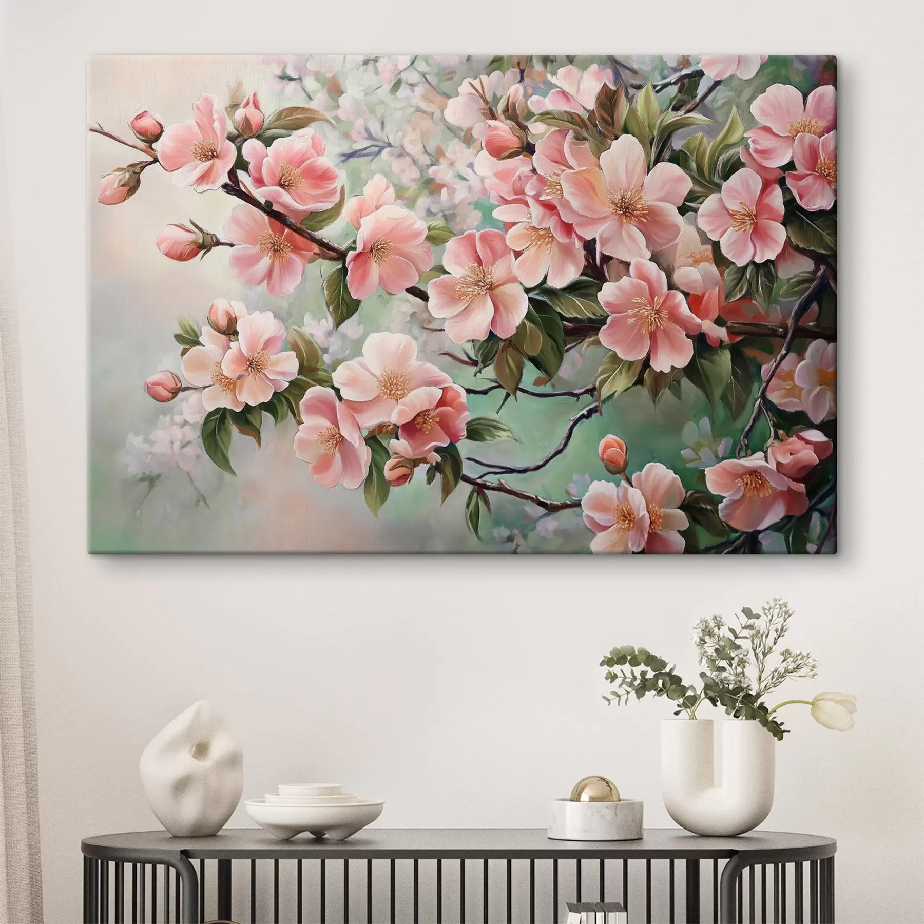 fototapet Ramuri de copac roz înflorite s44327