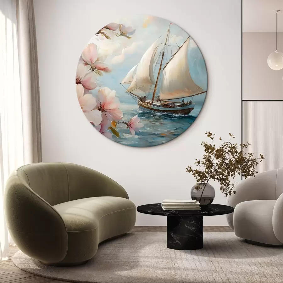 Tablouri Barcă pe mare și flori mari r44330
