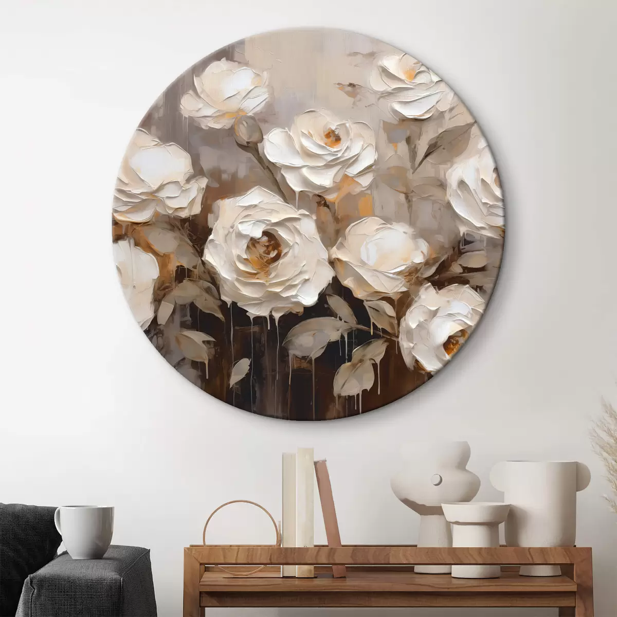 Picturi rotunde Buchet abstract de trandafiri r44364