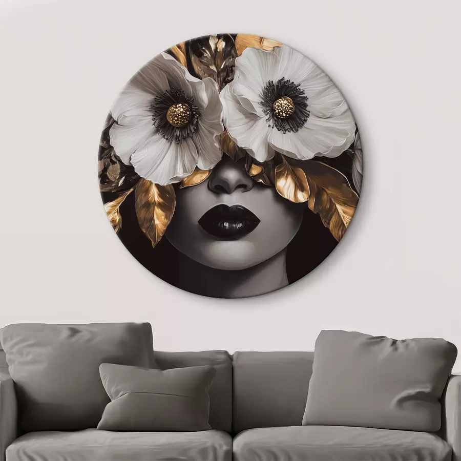 Tablouri Portret semi-abstract al unei femei cu flori r44365