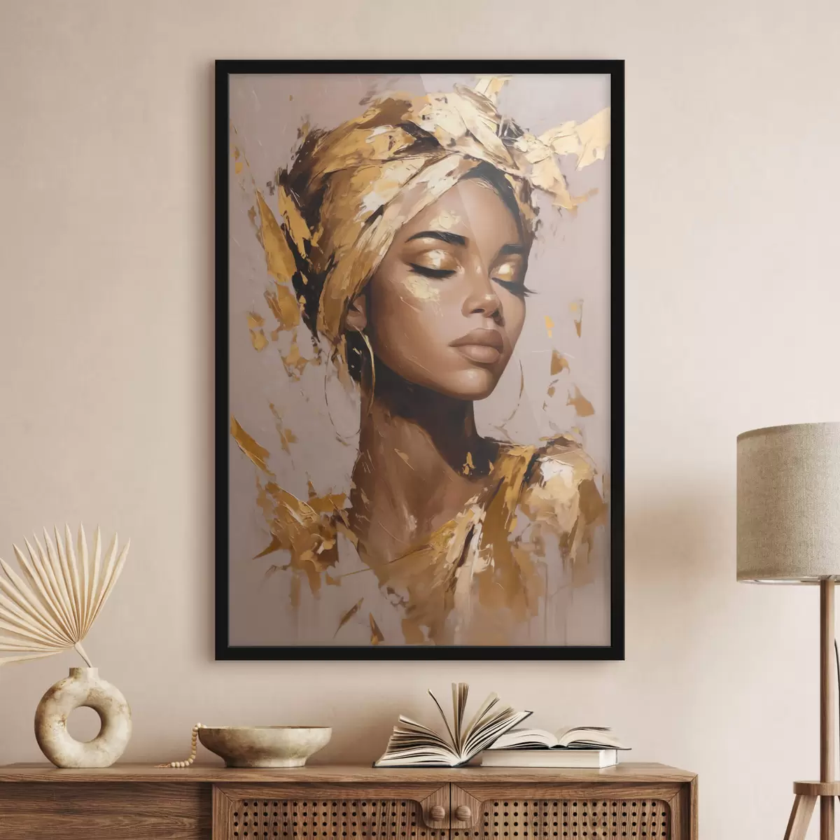 Poster O femeie frumoasă și elegantă, purtând o eșarfă pe cap f44368