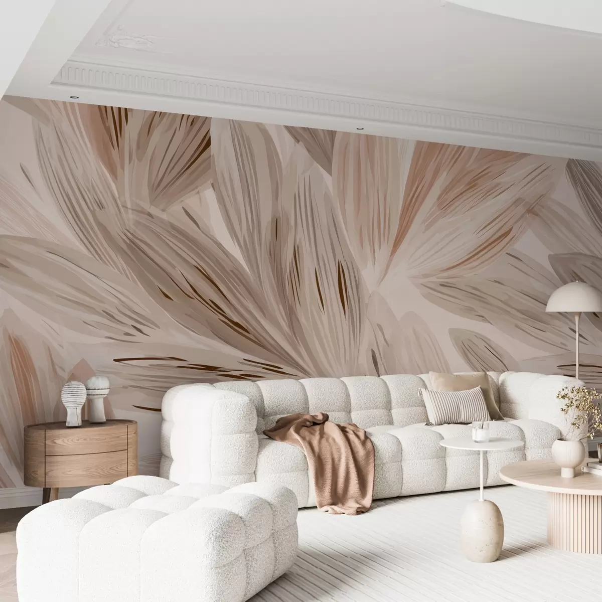 fototapet Plante bej, abstracție ușoară în stil acuarelă w09127