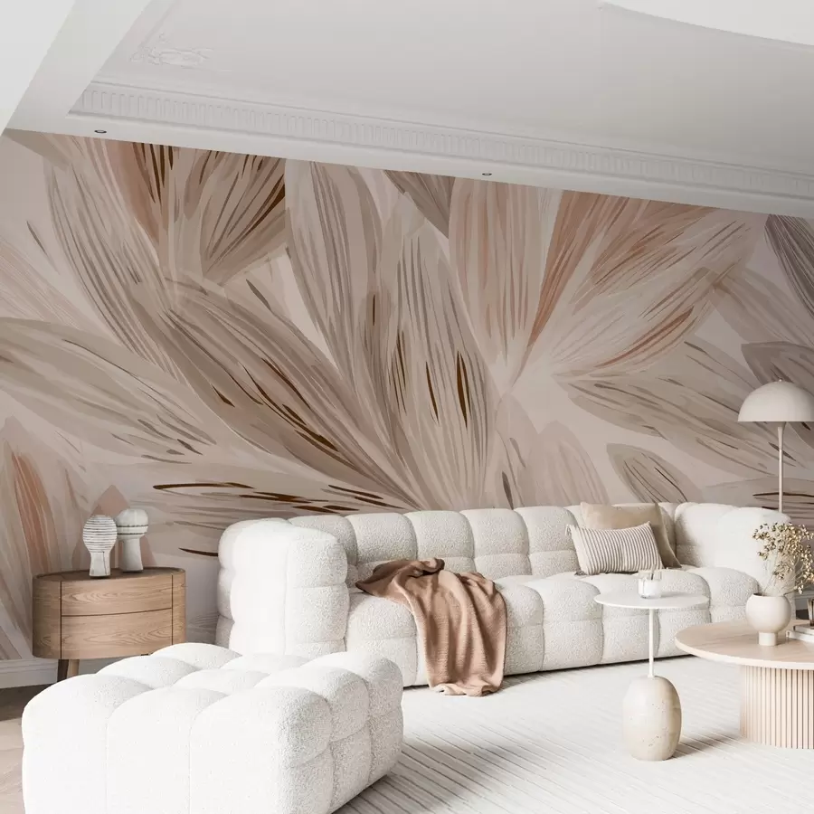 fototapet Plante bej, abstracție ușoară în stil acuarelă w09127