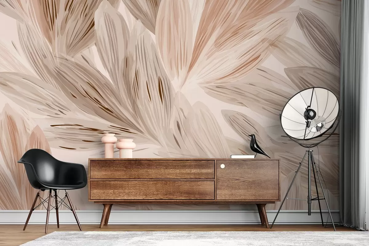 fototapet Plante bej, abstracție ușoară în stil acuarelă w09127