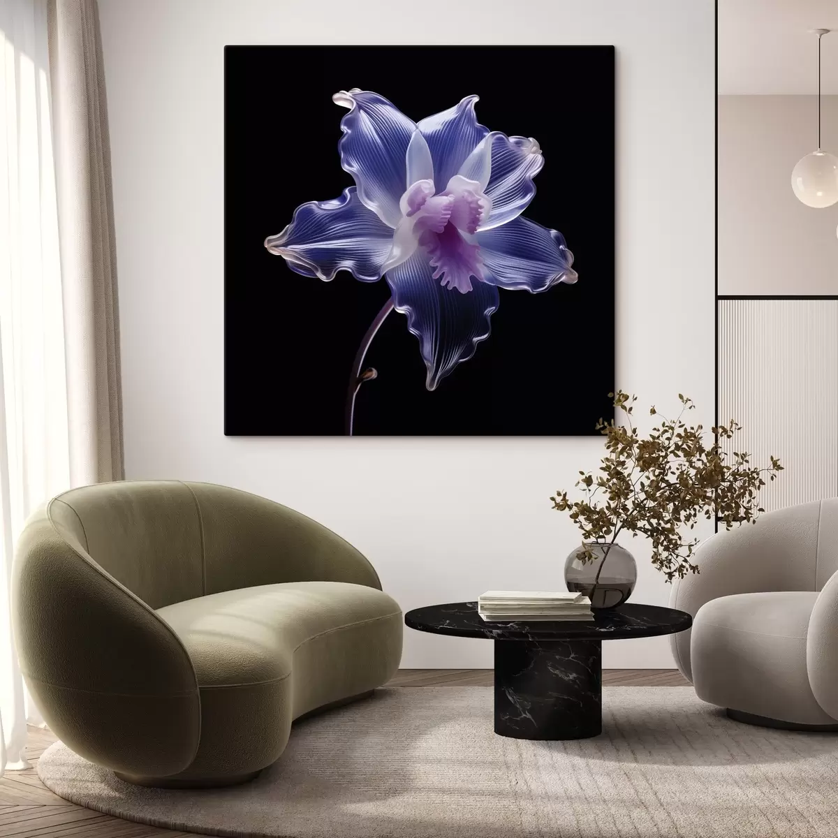 Tablouri Petale translucide cu vene pe un fundal negru s44347