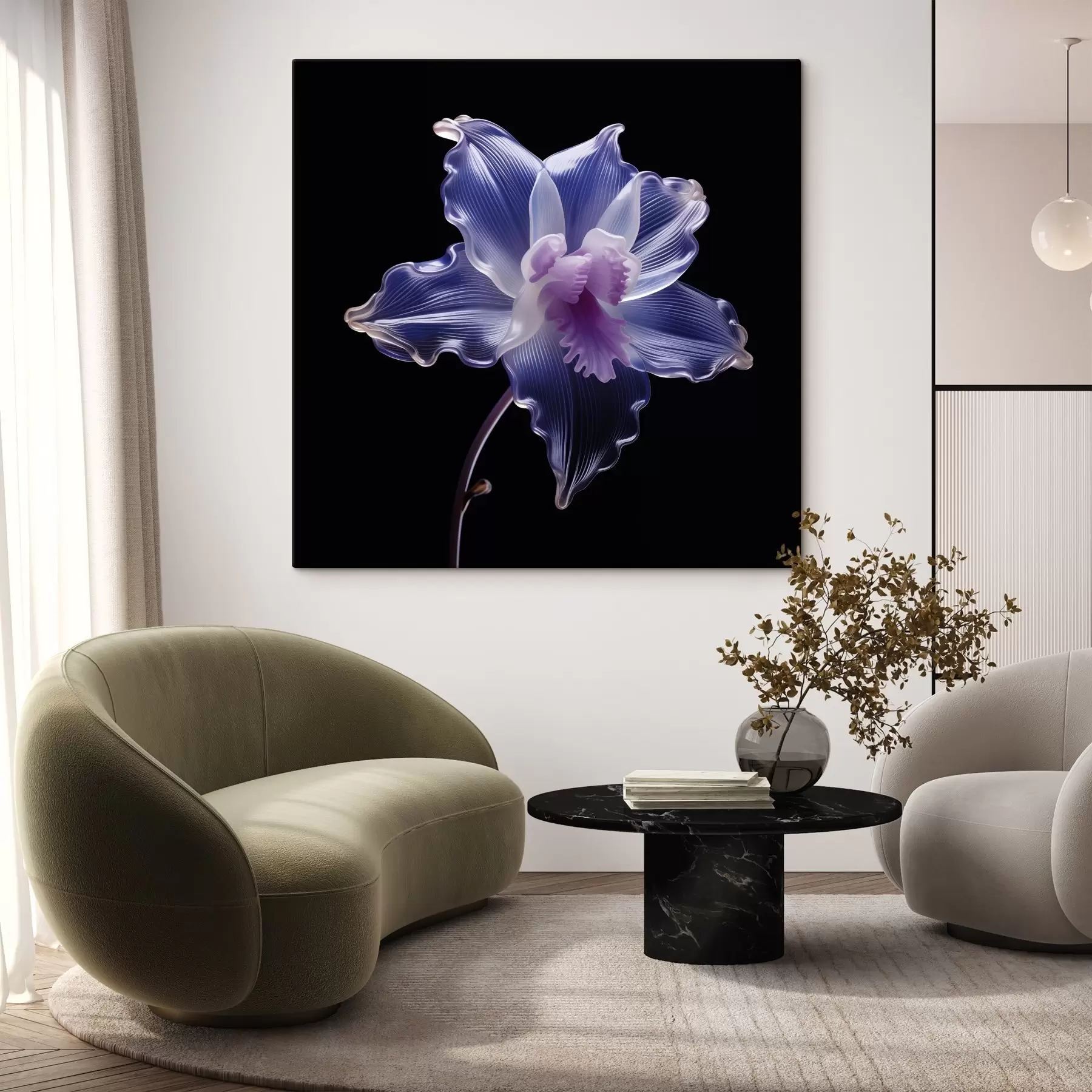 Tablouri Petale translucide cu vene pe un fundal negru s44347