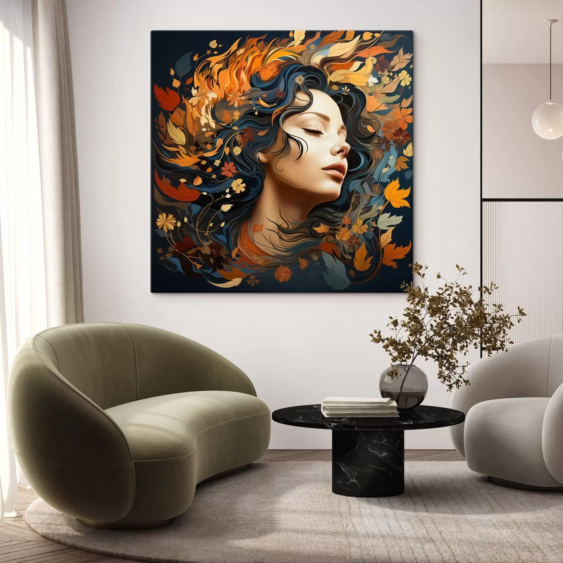 Tablouri Fata și frunzele care cad s44358