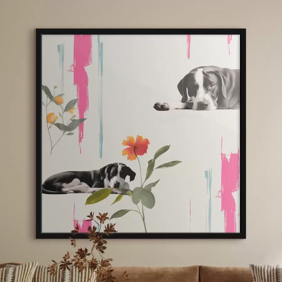 fototapet Danez negru și alb cu ochi triști f44339