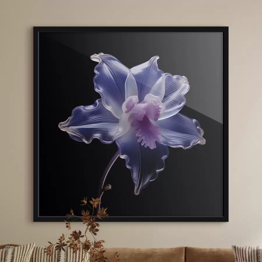 fototapet Petale translucide cu vene pe un fundal negru f44347