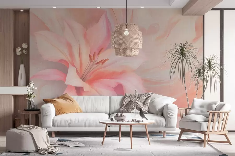 fototapet Lily floare fluid abstractizare, florale, desen colorat w04006