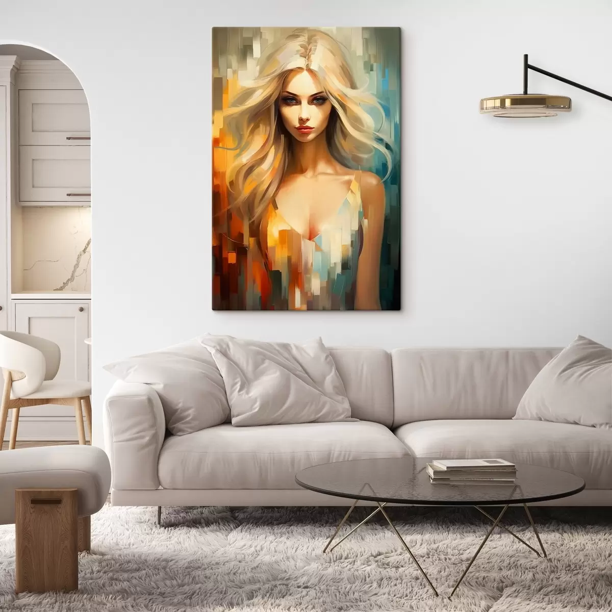 Tablouri Fată pe un fundal colorat s44494