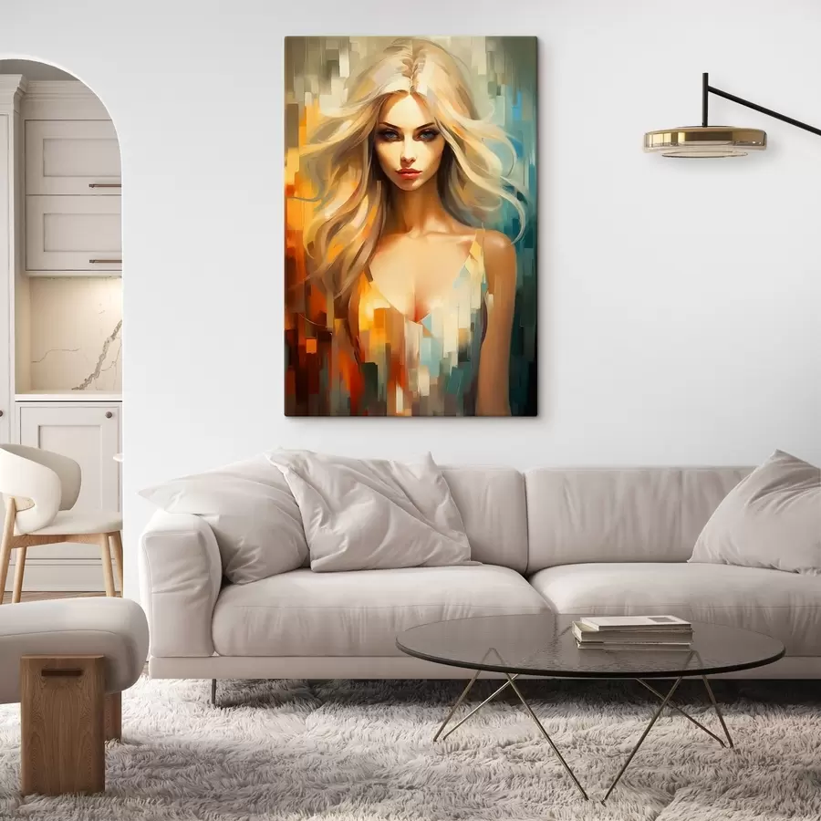 Tablouri Fată pe un fundal colorat s44494