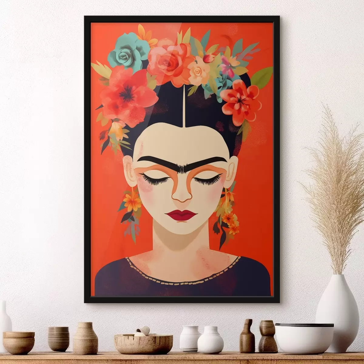 Poster Frida cu flori f44499