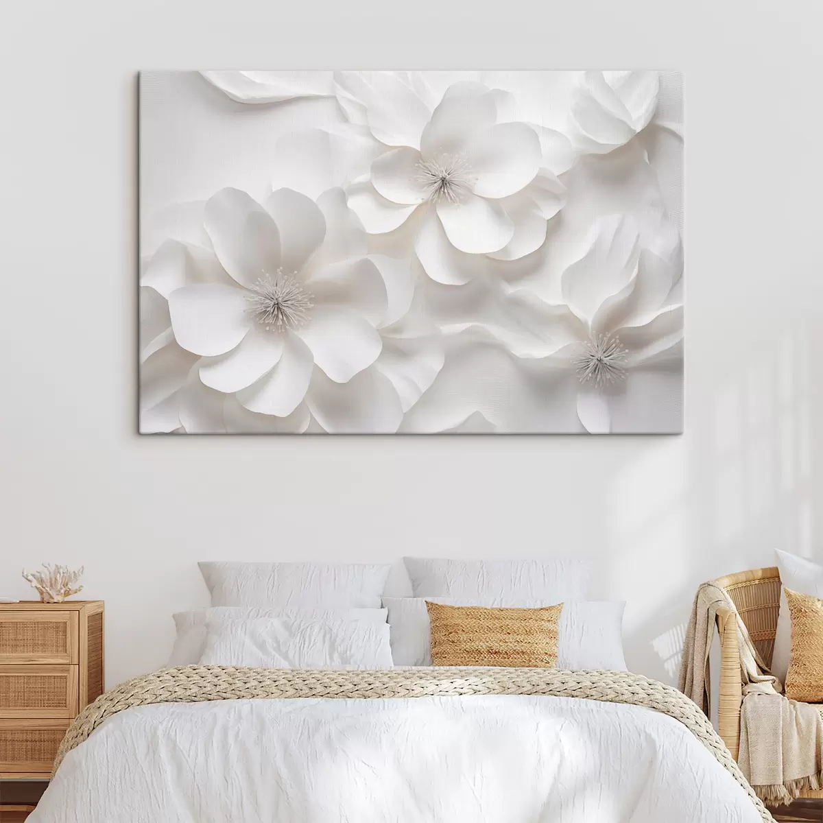 Tablouri Flori albe decorative cu petale delicate și stamine complicate  s44406