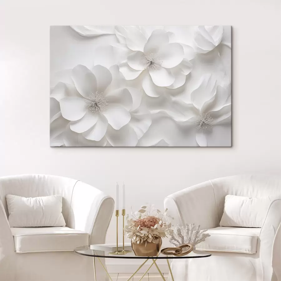 Tablouri Flori albe decorative cu petale delicate și stamine complicate  s44406