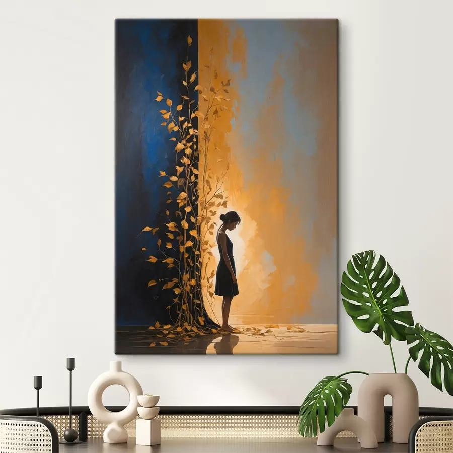 Tablouri Fata pe fundal abstract s44430