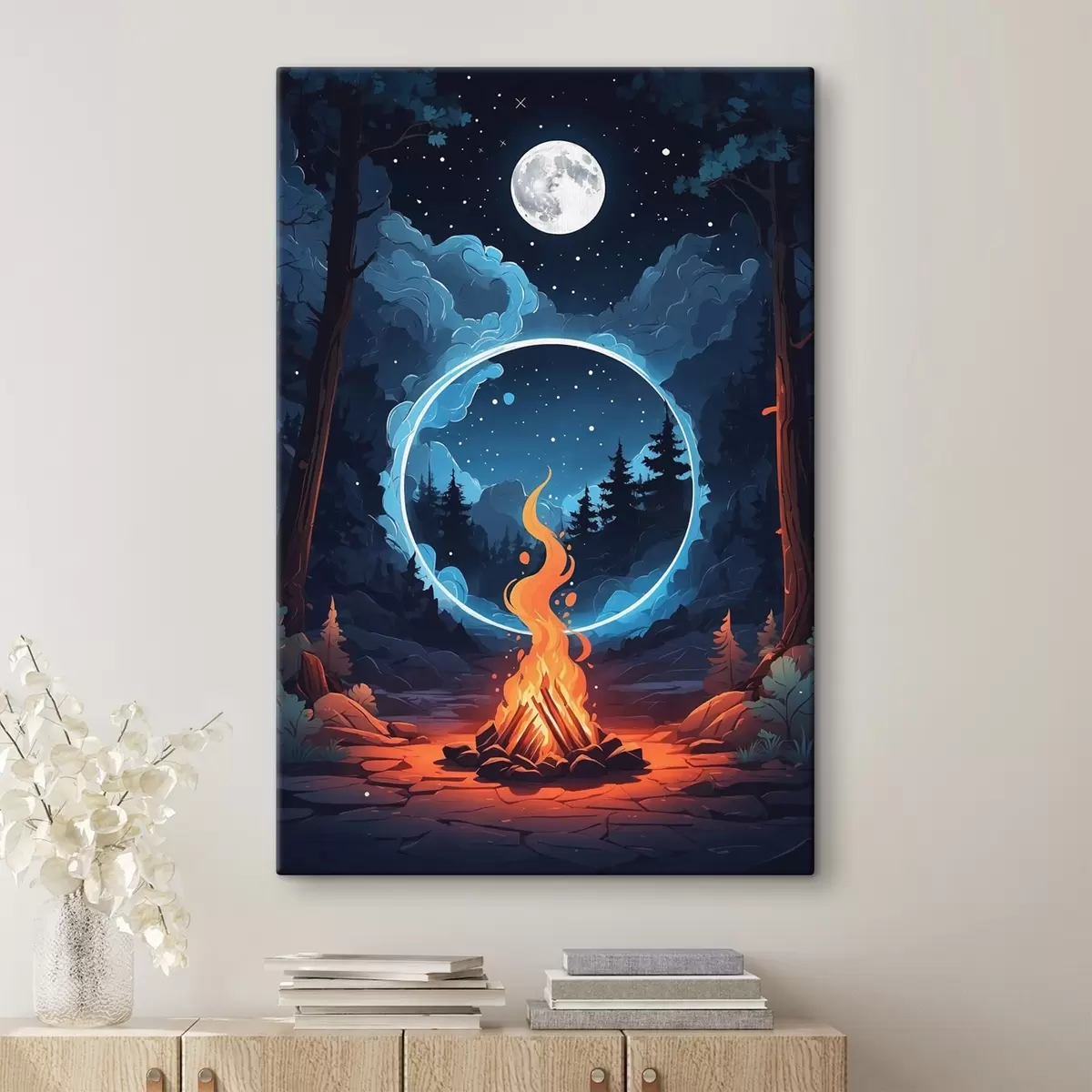 Tablouri Foc de tabără în pădurea de noapte s44436