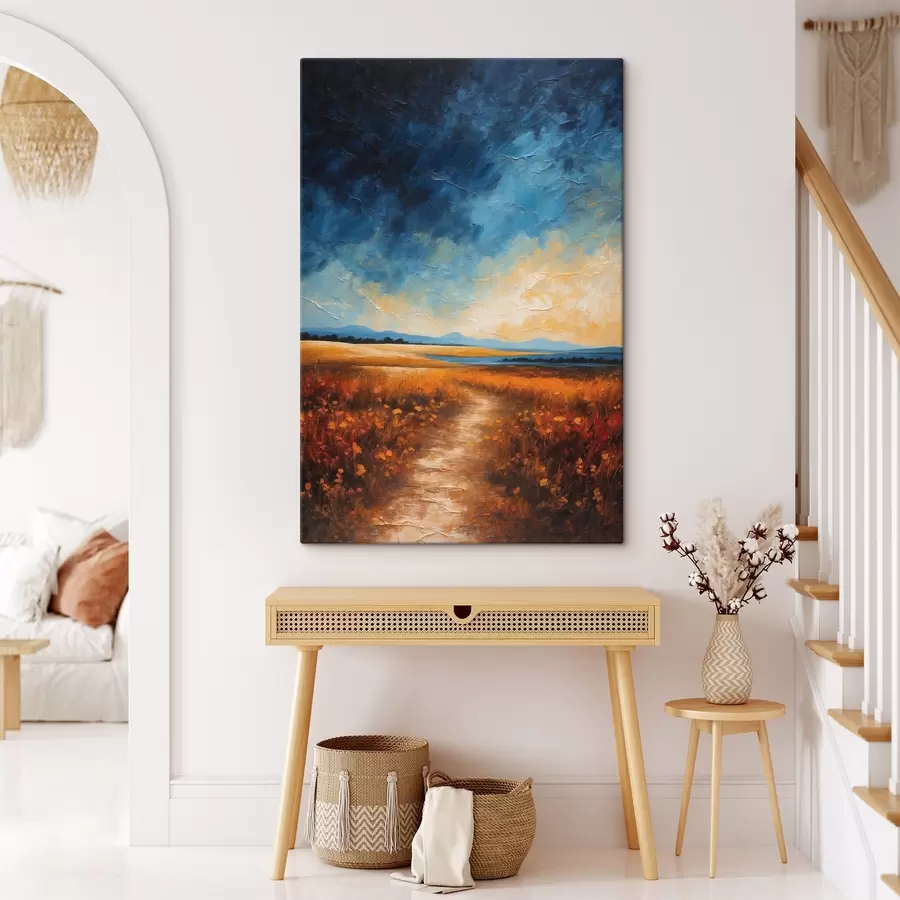 Tablouri Câmp de flori în seara în stil pictură acrilică s44440