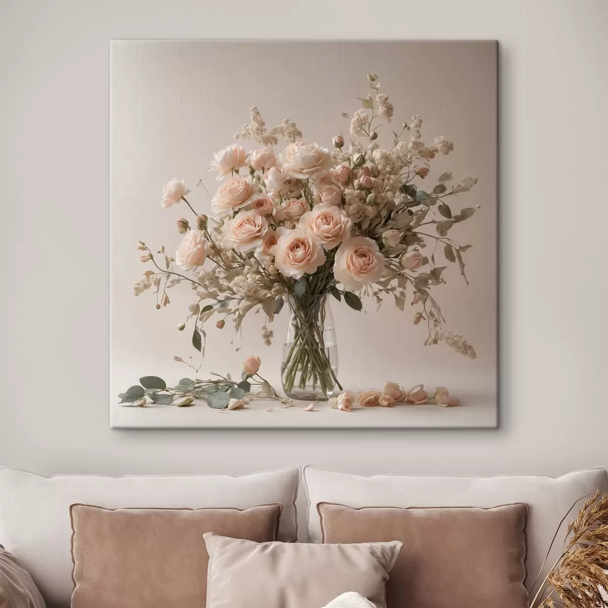 Tablouri Trandafiri albi în vază transparentă s44451