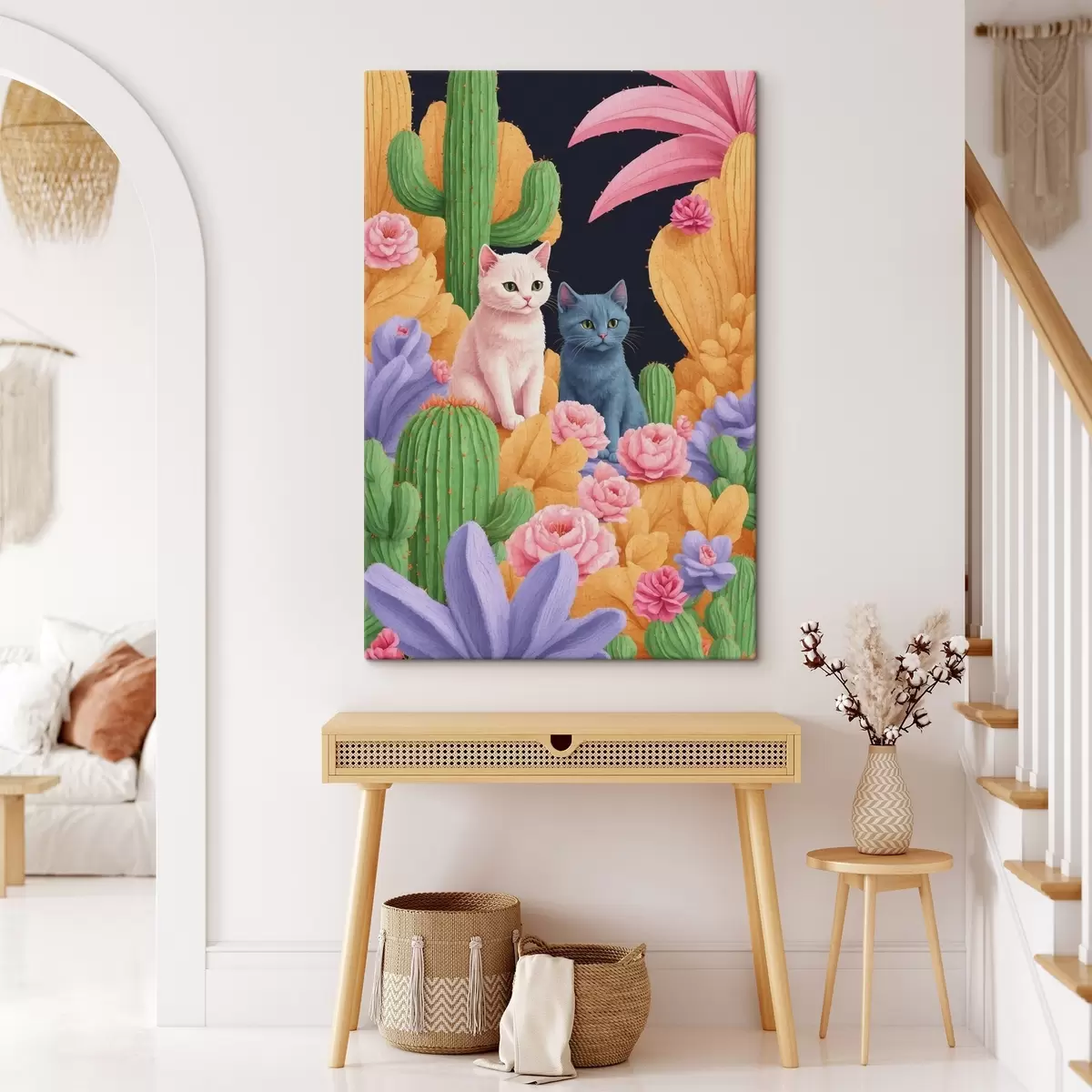Tablouri Pisici artificiale printre flori și cactus s44452